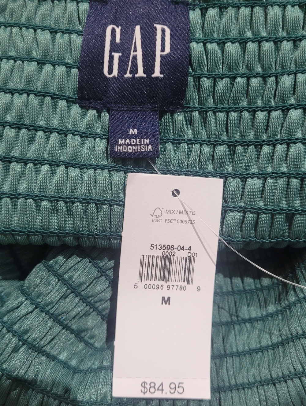 Gap Women's Velvet Smocked Long Sleeve Peplum Top Medium Green Whimsigoth NEW - Picture 9 of 10